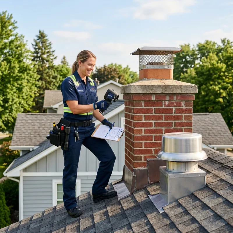Technician inspecting a Brooklyn roof cavity and ductwork for a dead bird